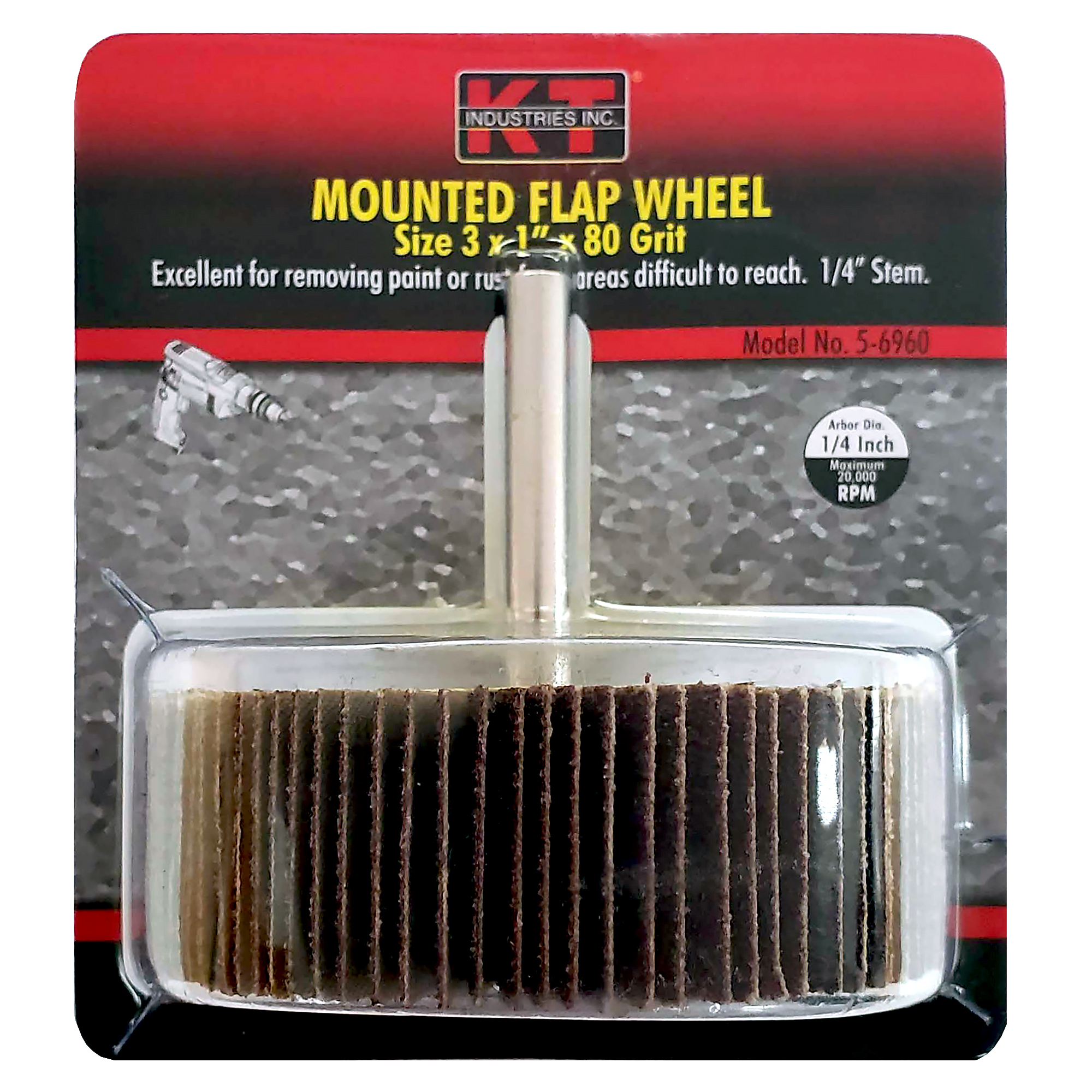 K-T Industries Flap Wheel — 3in. x 1in., 80 Grit, 20,000 RPM, Model# 5-6960